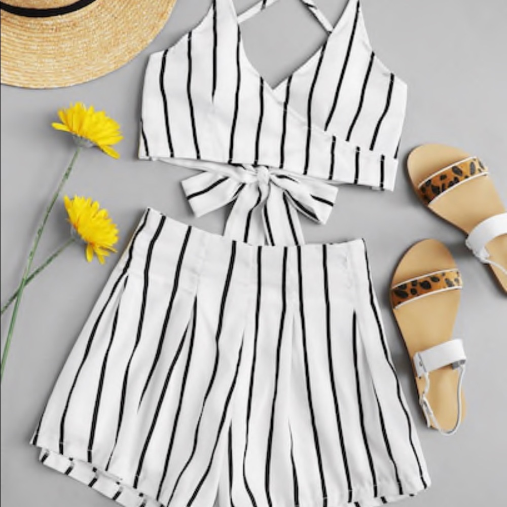 Two piece crop top and shorts